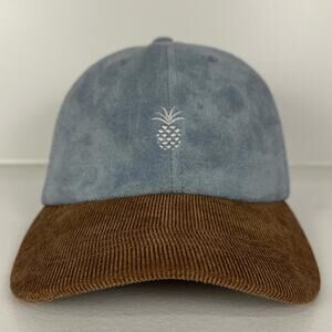 Olio Pineapple Suede Corduroy Strapback Hat Blue Brown Dad Cap